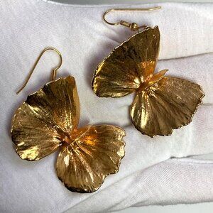 Gold Butterfly Dangle Earrings Mariposa Lightweight Statement Boho Festival